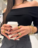 Anel Aro Triplo Banhado em Ouro 18K